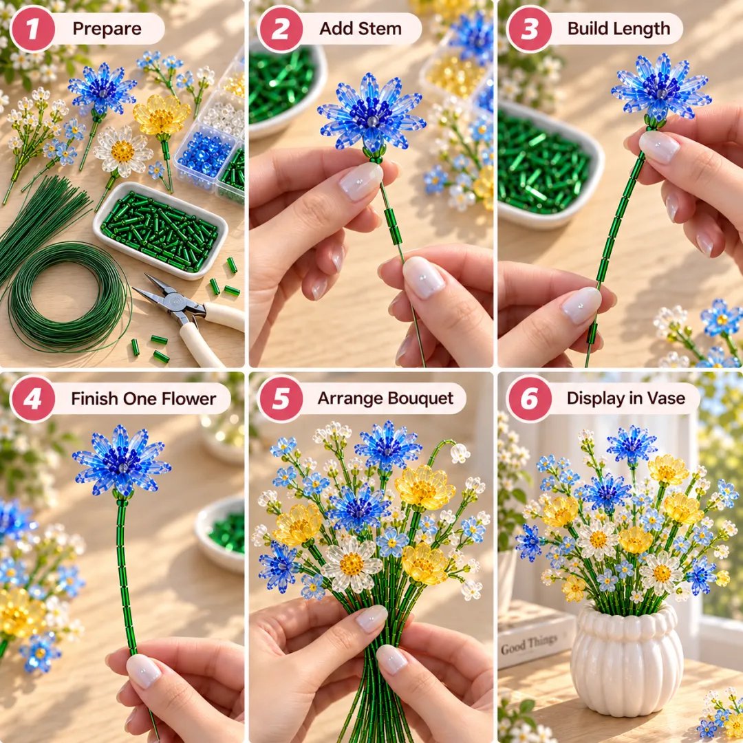 🌺DIY Beaded Wildflower Bouquet Kit – Handmade Crystal Flower Craft Set🎁Buy 2 Get 1 FREE — Add Any 3 Pcs To Cart🎉