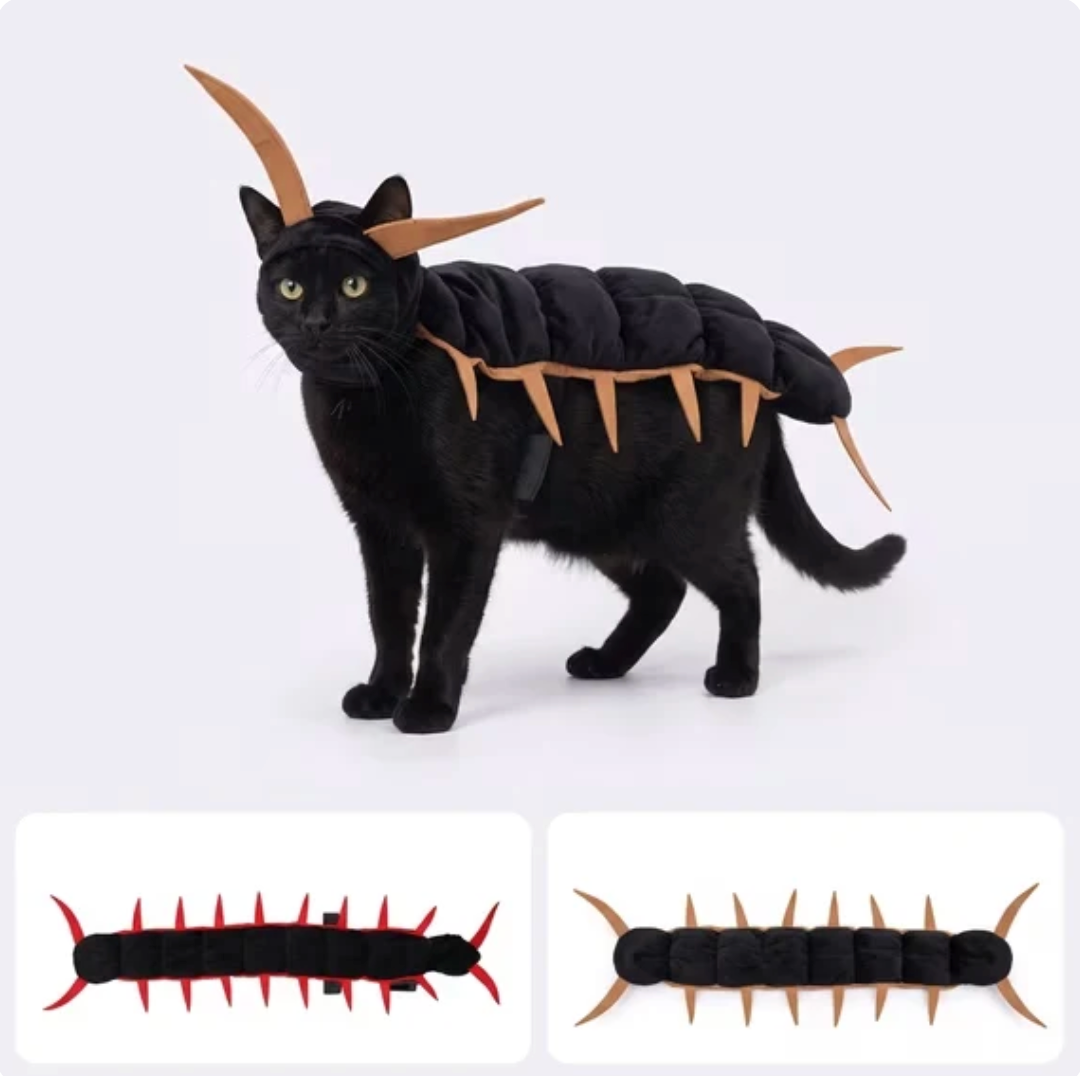 🐱🕷️Halloween Cat Centipede Costume, Funny Pet Role Play Outfit with Adjustable Shoulder Straps