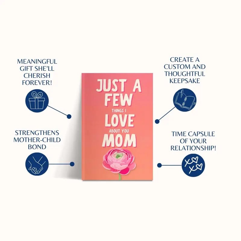 💞Just a Few Things I Love About You Mom – Fill-In Journal for Mother's Day & Birthday👨‍👧‍👦💟