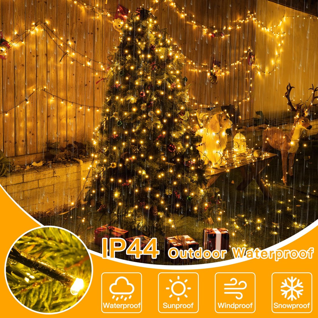Christmas Tree Waterfall Lights with Ring