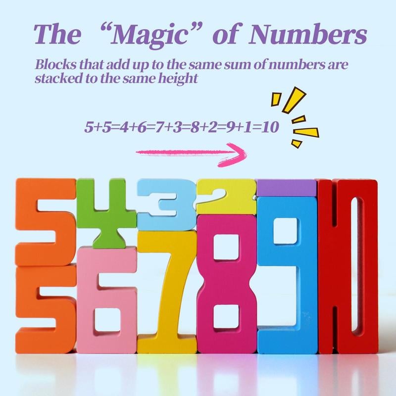 Wooden Number Building Block, Creative Montessori Stacking Toys