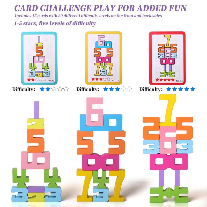 Wooden Number Building Block, Creative Montessori Stacking Toys