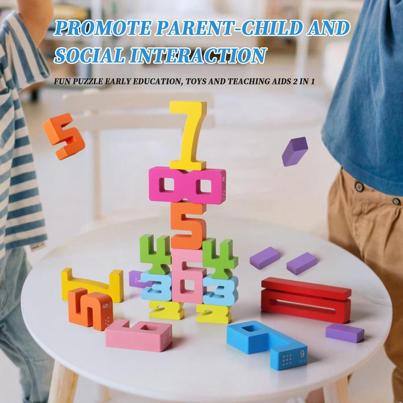 Wooden Number Building Block, Creative Montessori Stacking Toys