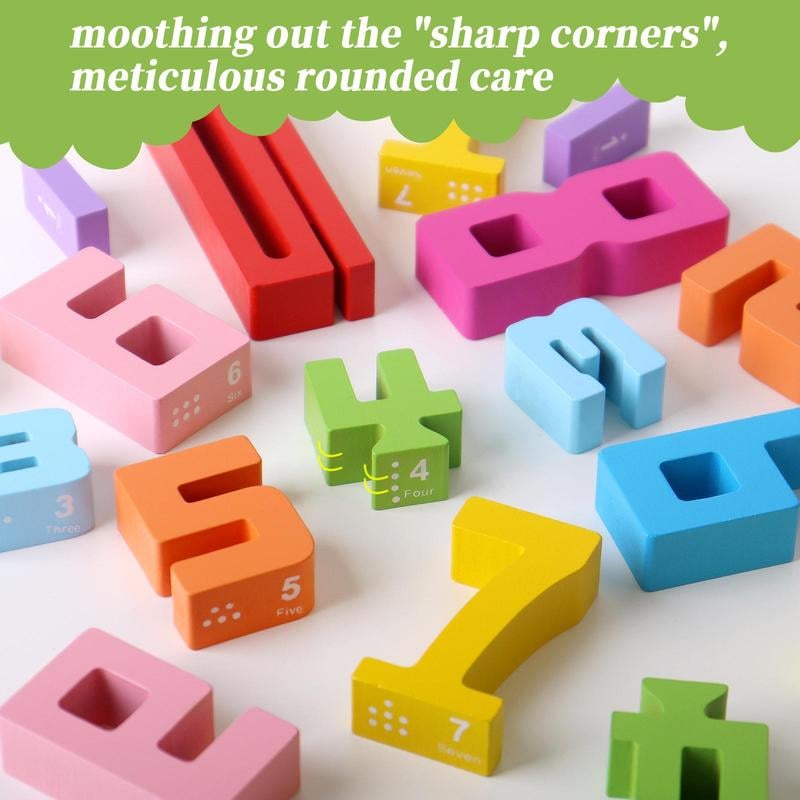 Wooden Number Building Block, Creative Montessori Stacking Toys
