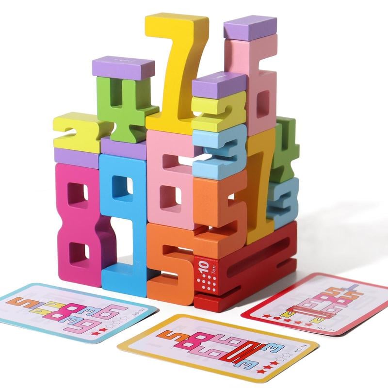 Wooden Number Building Block, Creative Montessori Stacking Toys