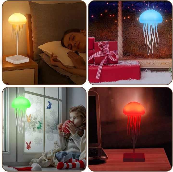 💥3D Jellyfish Night Light with Rotating Tentacles for Home Bedroom Decor