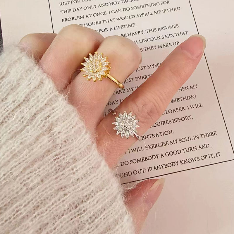 💫Sunflower Ring for Women，Fidget Rings for Anxiety Open Adjustable