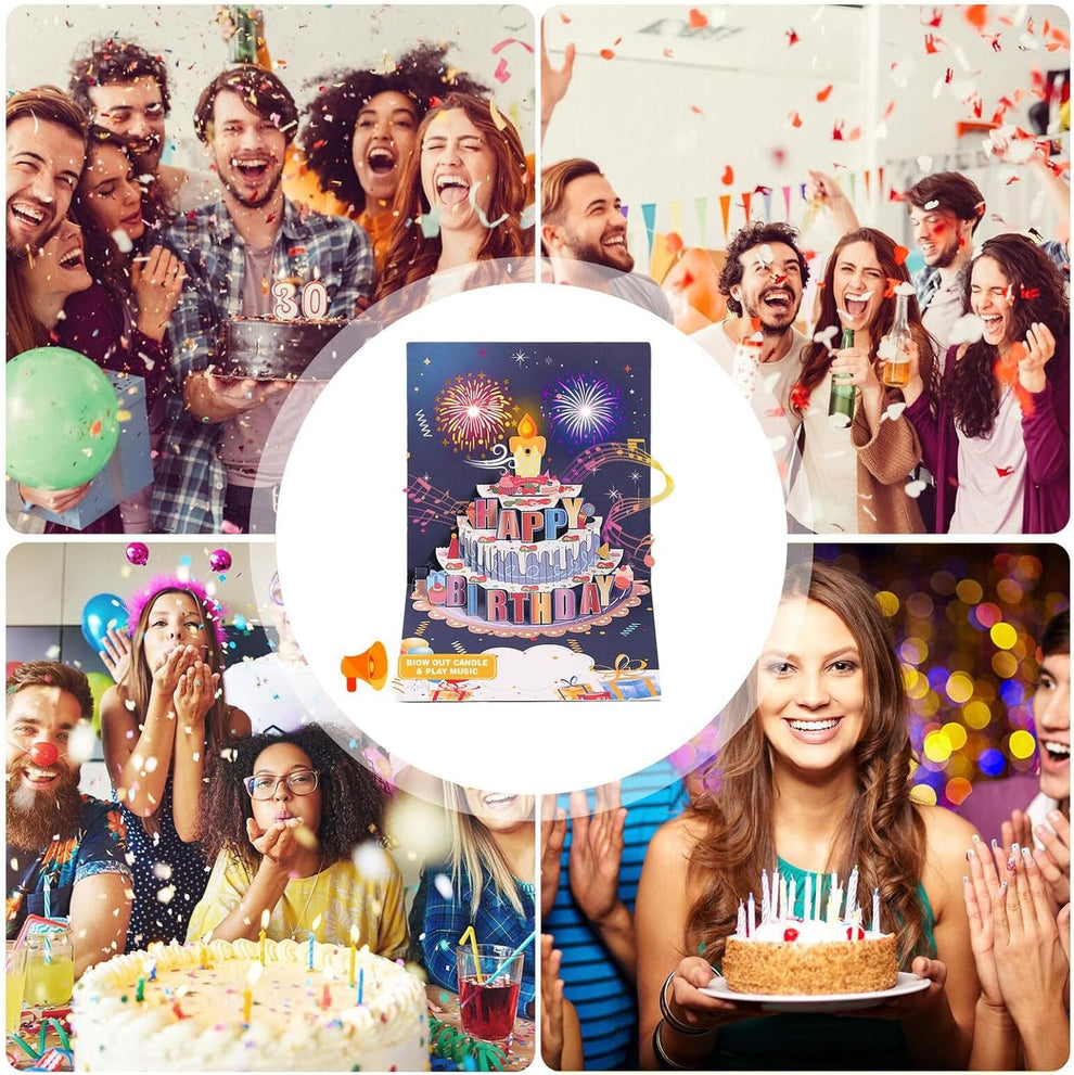 🎁Last Day Special 49% OFF-Fireworks Pop Up Cake Light and Music Happy Birthday Card Gift