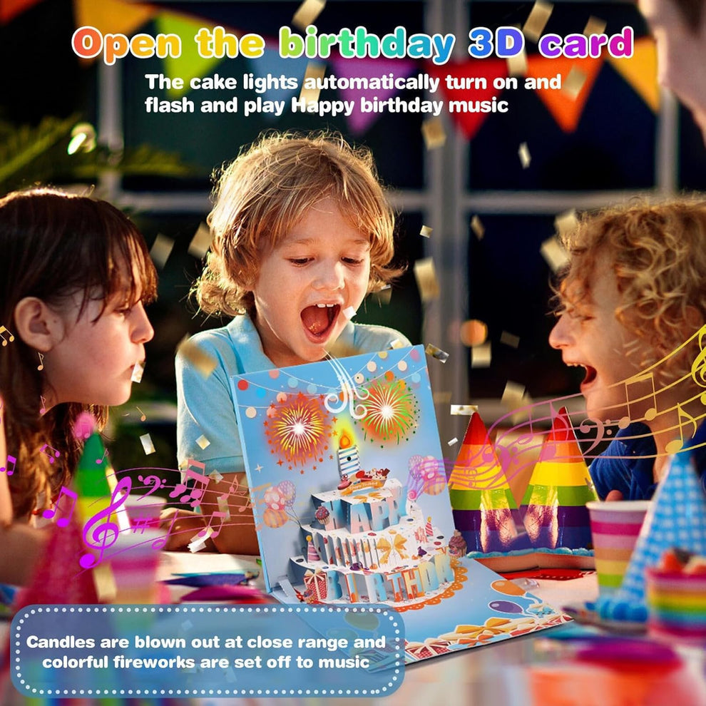 🎁Last Day Special 49% OFF-Fireworks Pop Up Cake Light and Music Happy Birthday Card Gift