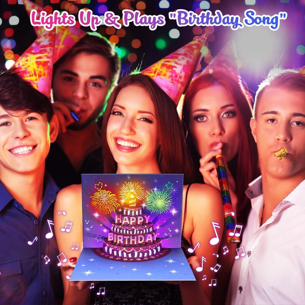 🎁Last Day Special 49% OFF-Fireworks Pop Up Cake Light and Music Happy Birthday Card Gift
