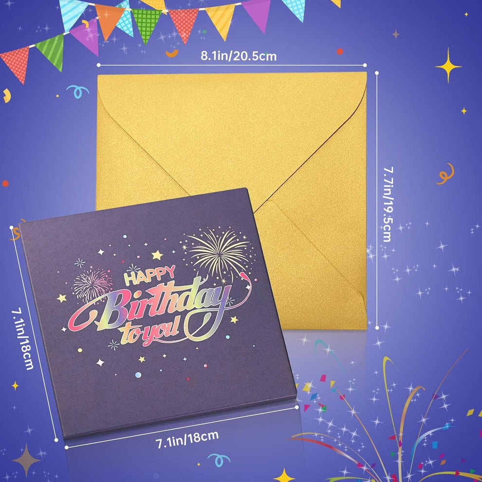 🎁Last Day Special 49% OFF-Fireworks Pop Up Cake Light and Music Happy Birthday Card Gift