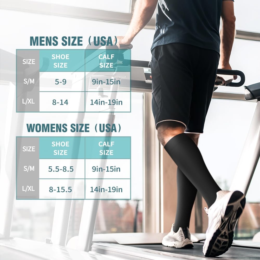 🧦6 Pairs 15-20mmHg Graduated Support Knee High Socks