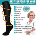 🧦6 Pairs 15-20mmHg Graduated Support Knee High Socks