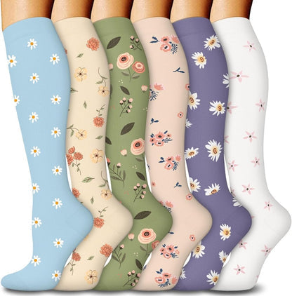 🧦6 Pairs 15-20mmHg Graduated Support Knee High Socks