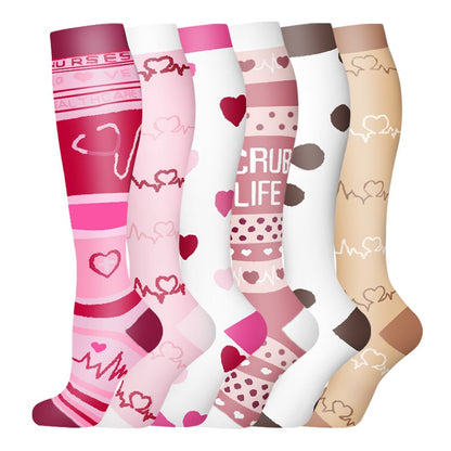 🧦6 Pairs 15-20mmHg Graduated Support Knee High Socks