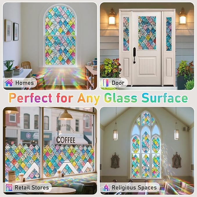 🔥Hot Holiday Sale-💥Diamond Colorful Static Glass Sticker