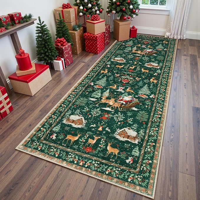 🎄Hot Holiday Sale-Soft Christmas Tree Santa Claus Carpet Runner