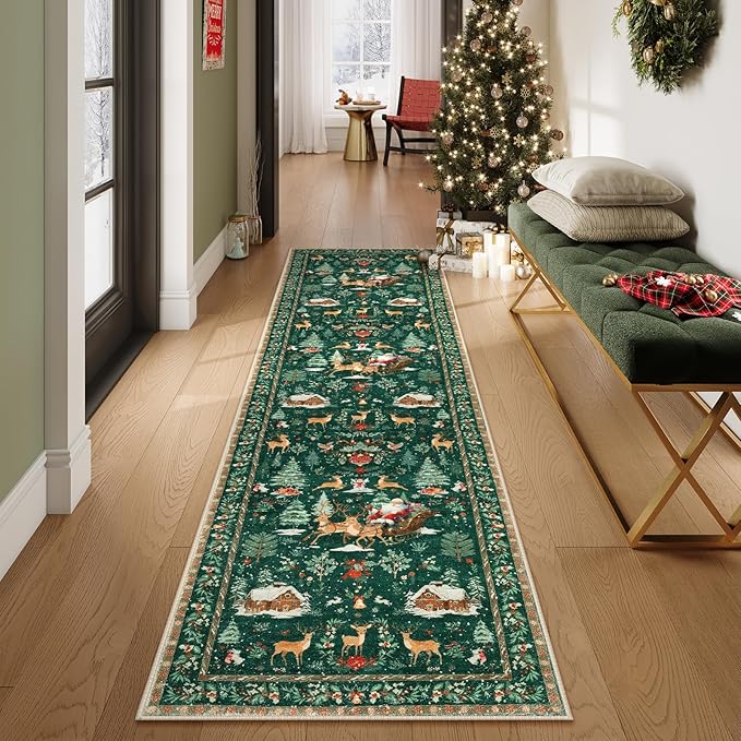 🎄Hot Holiday Sale-Soft Christmas Tree Santa Claus Carpet Runner