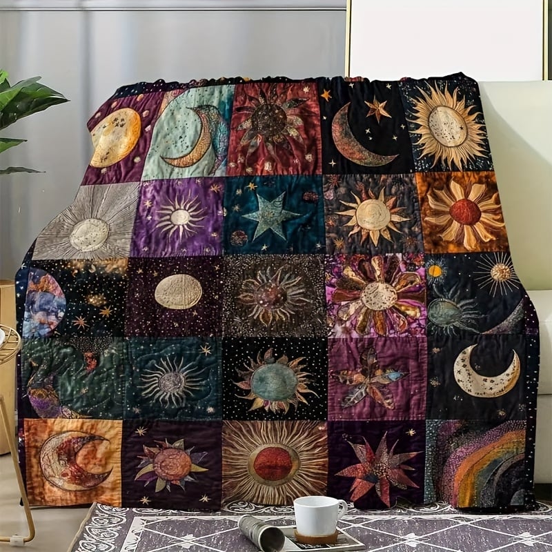 🔥Save 49% on Hot Winter Sale-Bohemian Sun and Moon Flannel Blanket