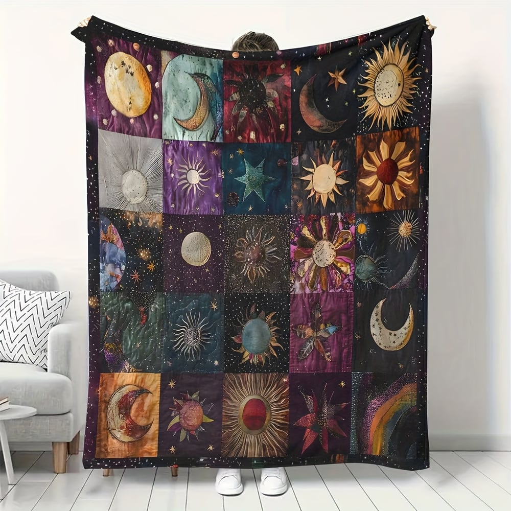 🔥Save 49% on Hot Winter Sale-Bohemian Sun and Moon Flannel Blanket