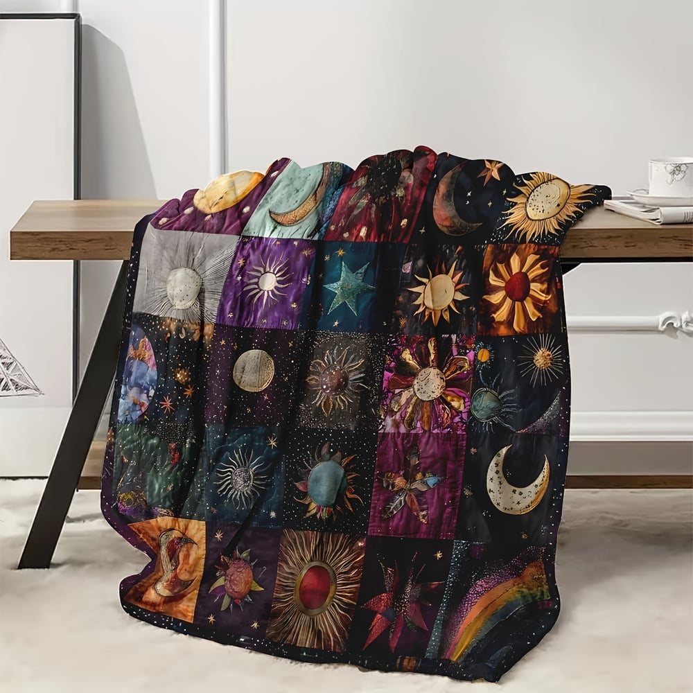 🔥Save 49% on Hot Winter Sale-Bohemian Sun and Moon Flannel Blanket