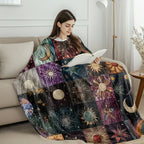 🔥Save 49% on Hot Winter Sale-Bohemian Sun and Moon Flannel Blanket