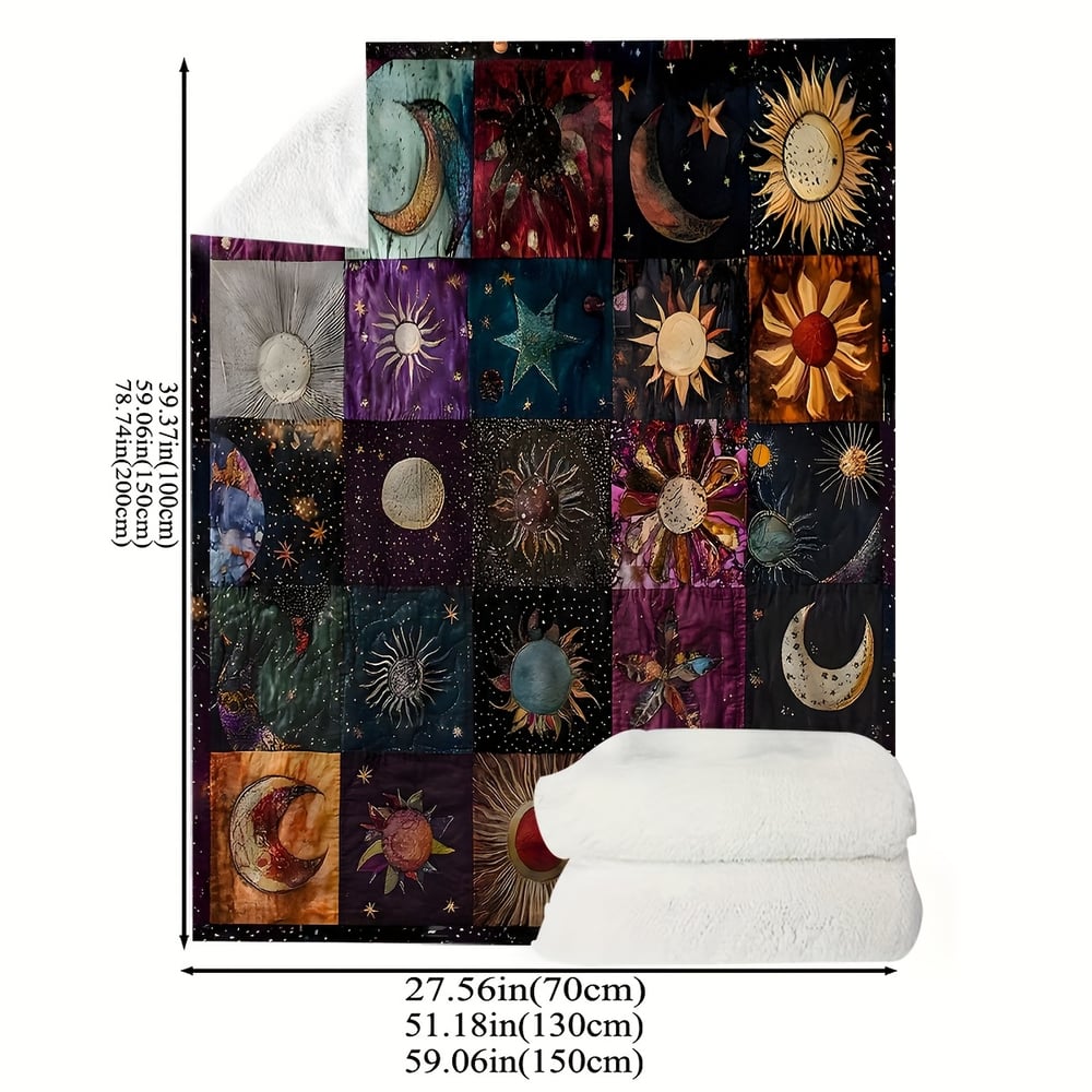 🔥Save 49% on Hot Winter Sale-Bohemian Sun and Moon Flannel Blanket