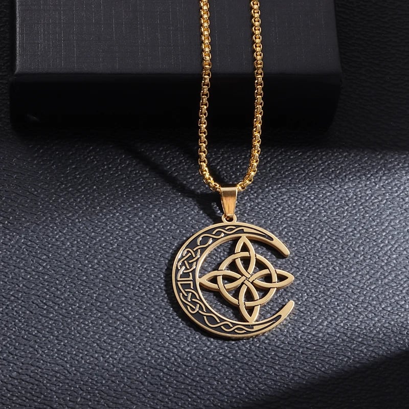 🎉50K+ Sold-🎁Celtic Knot Crescent Steel Pendant Necklace