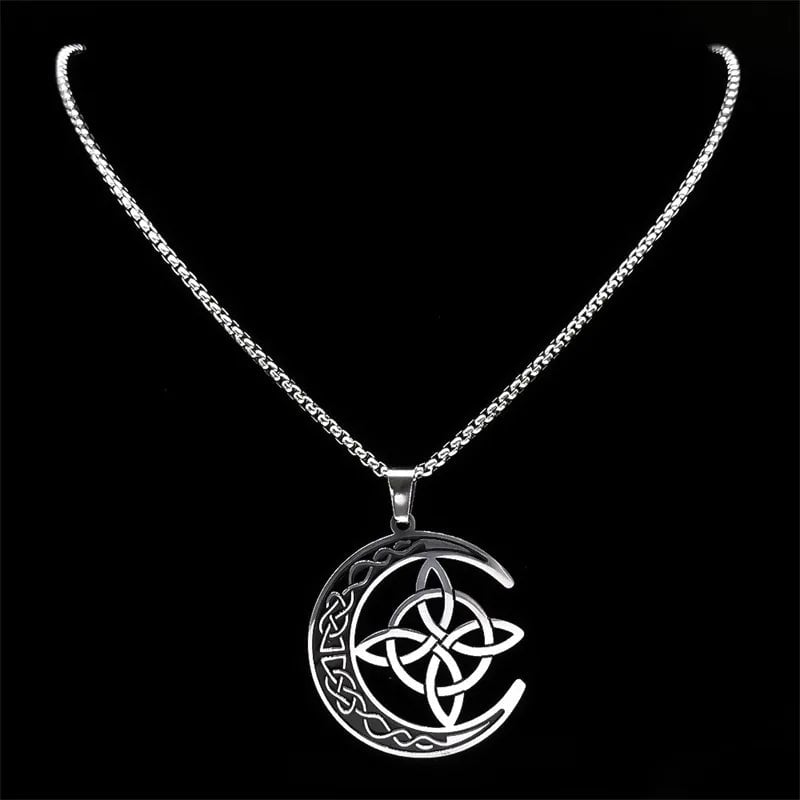 🎉50K+ Sold-🎁Celtic Knot Crescent Steel Pendant Necklace