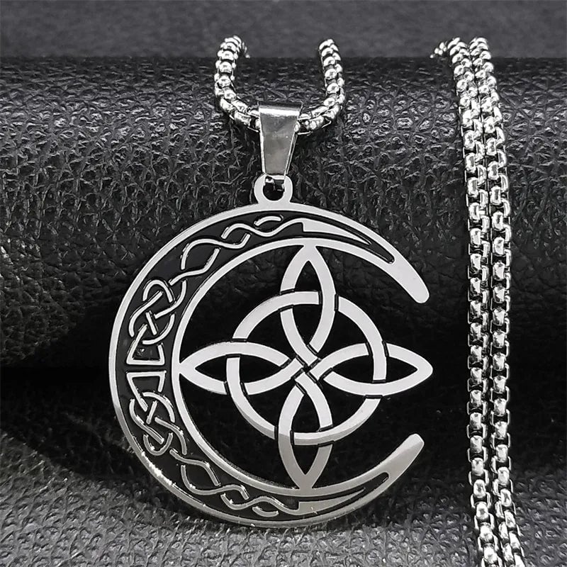 🎉50K+ Sold-🎁Celtic Knot Crescent Steel Pendant Necklace