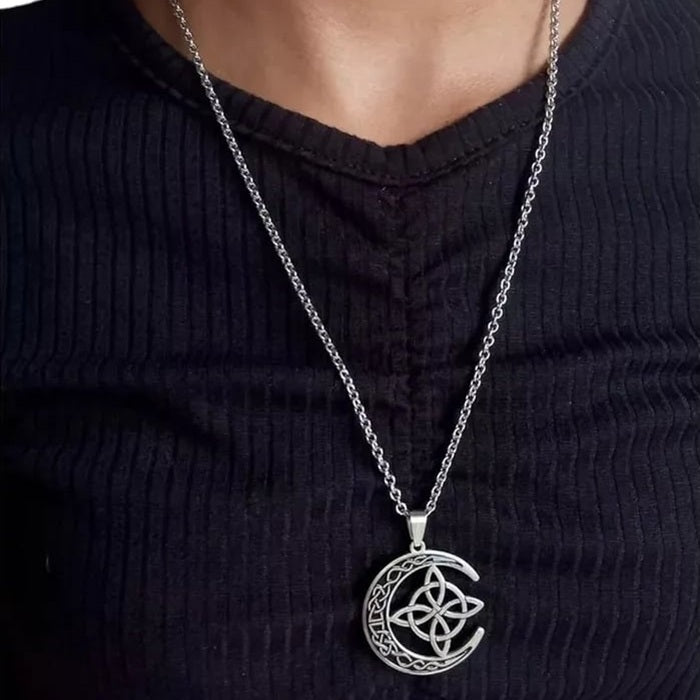 🎉50K+ Sold-🎁Celtic Knot Crescent Steel Pendant Necklace