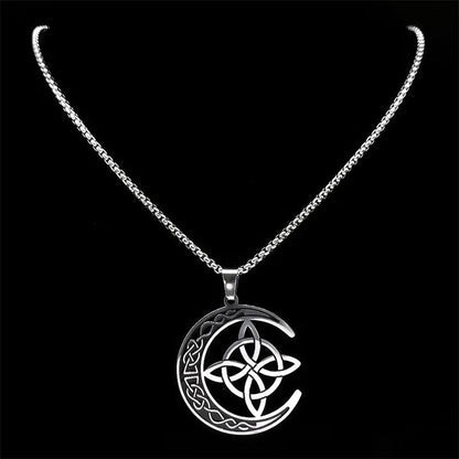 🎉50K+ Sold-🎁Celtic Knot Crescent Steel Pendant Necklace