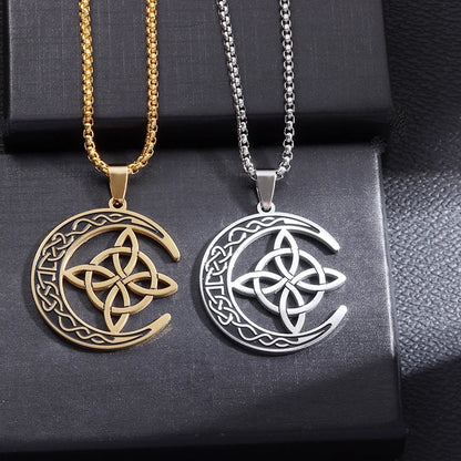 🎉50K+ Sold-🎁Celtic Knot Crescent Steel Pendant Necklace