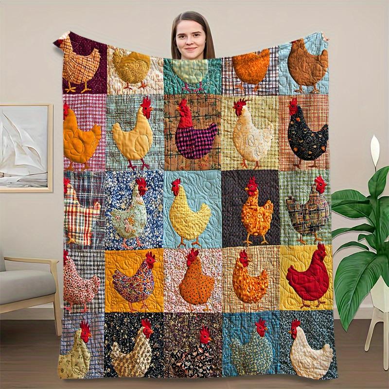 🔥Save 49% on Hot Winter Sale-Vintage Rooster Plaid Print Blanket
