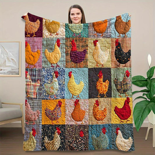 🔥Save 49% on Hot Winter Sale-Vintage Rooster Plaid Print Blanket