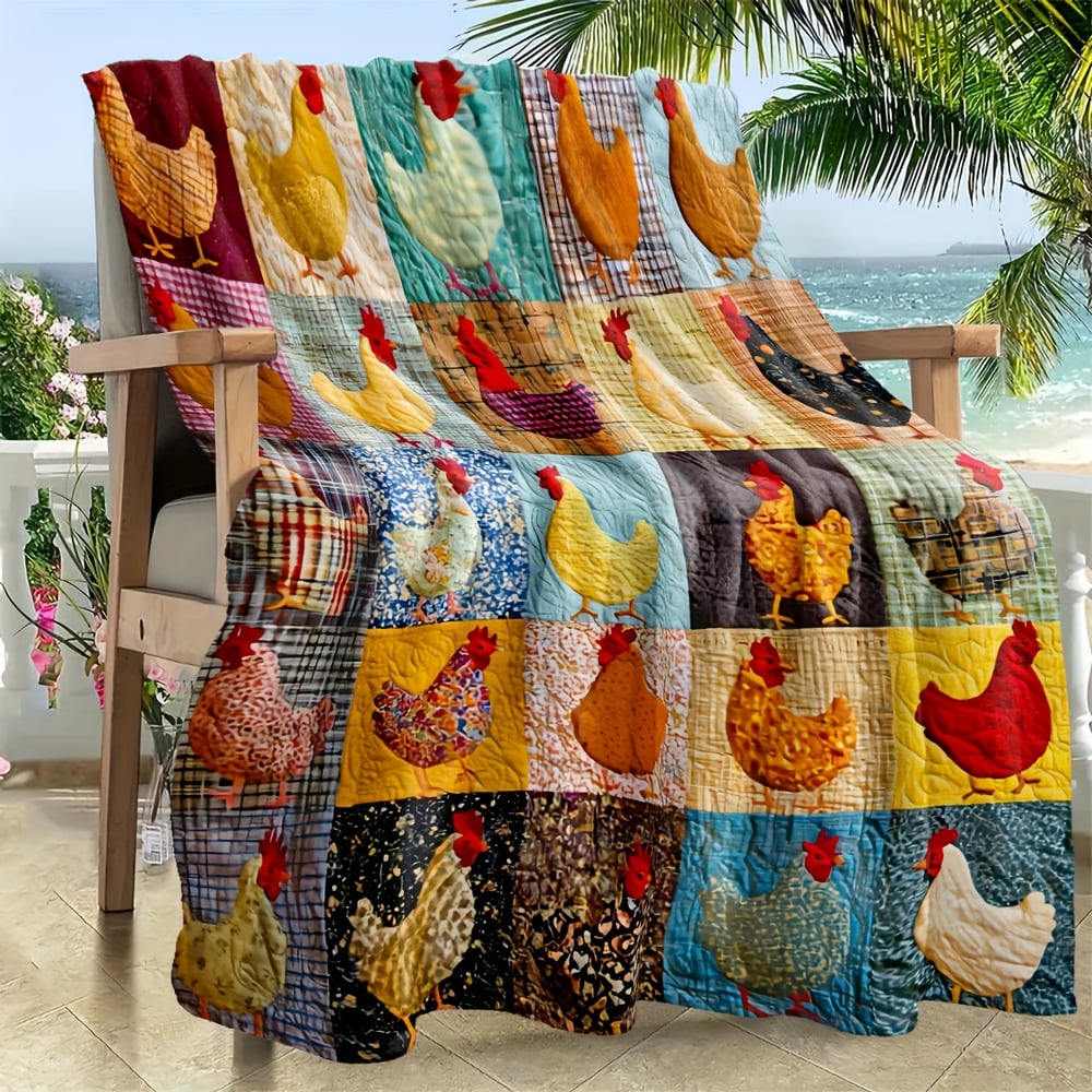 🔥Save 49% on Hot Winter Sale-Vintage Rooster Plaid Print Blanket