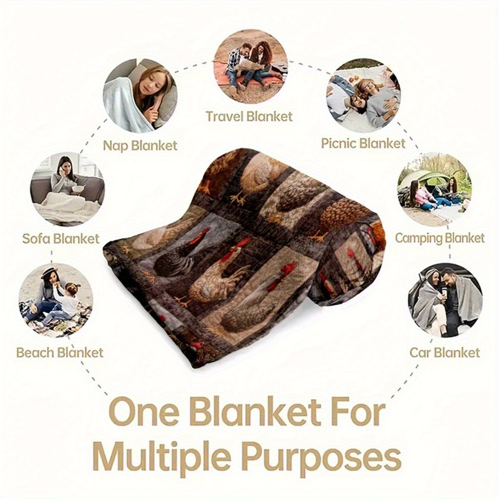 🔥Save 49% on Hot Winter Sale-Vintage Rooster Plaid Print Blanket