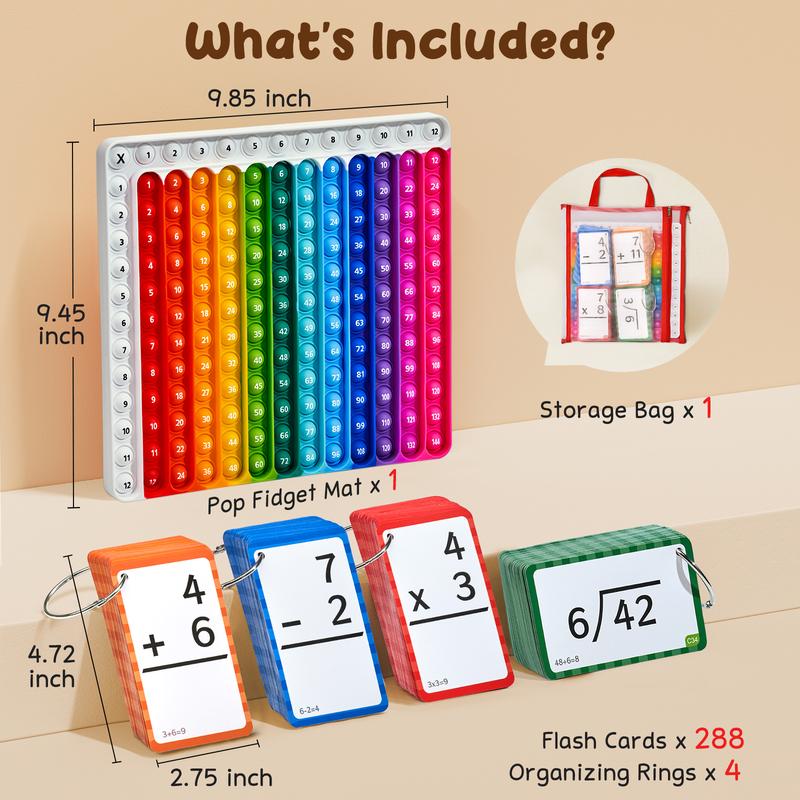 🔥Math Fidget Toy, Math Game with Addition,Subtraction,Multiplication,Division Flash Cards or Time Table(Using age: 3+)