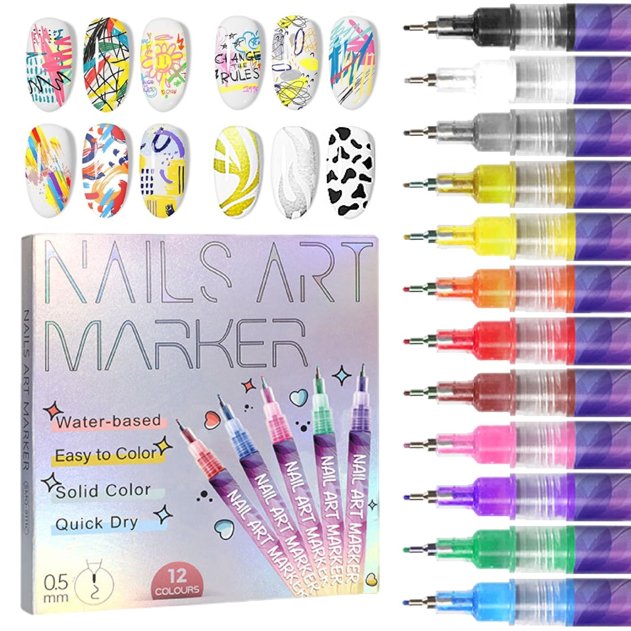 🎨SELLING FAST! ⚡ 50K+ SOLD -12 Colors Nail Art Pens Set