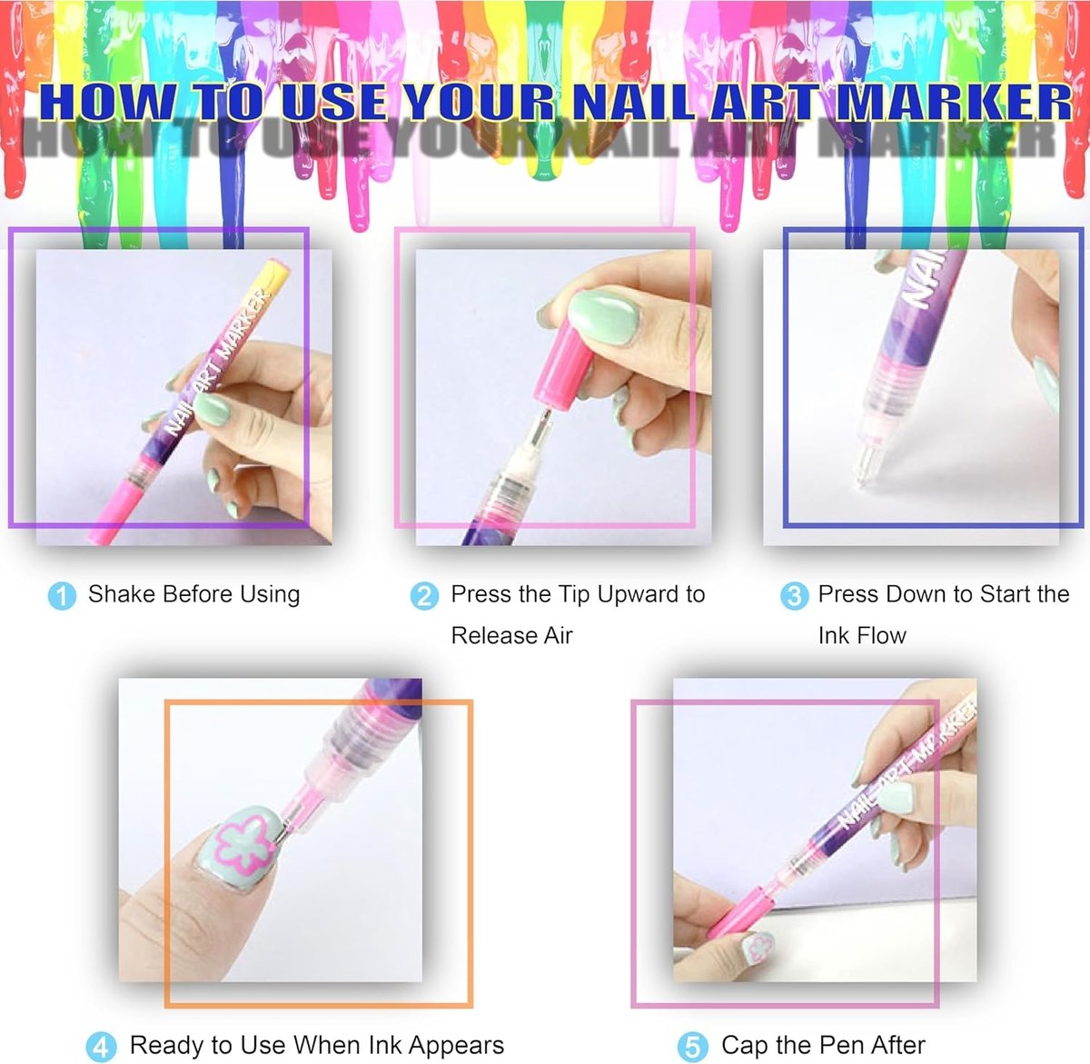 🎨SELLING FAST! ⚡ 50K+ SOLD -12 Colors Nail Art Pens Set