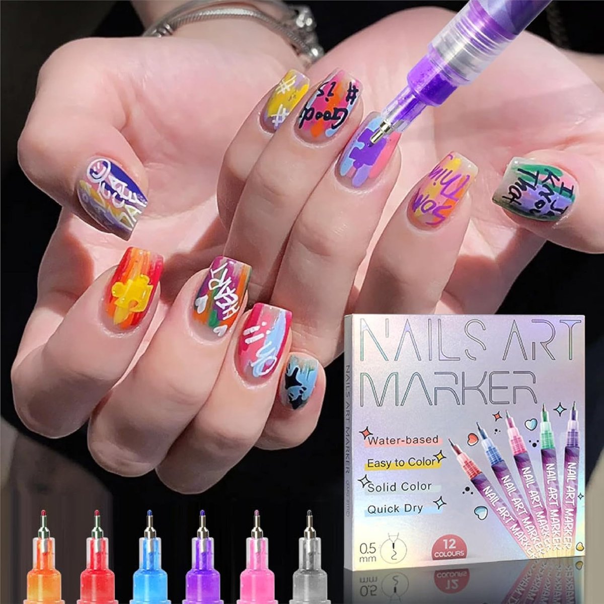 🎨SELLING FAST! ⚡ 50K+ SOLD -12 Colors Nail Art Pens Set