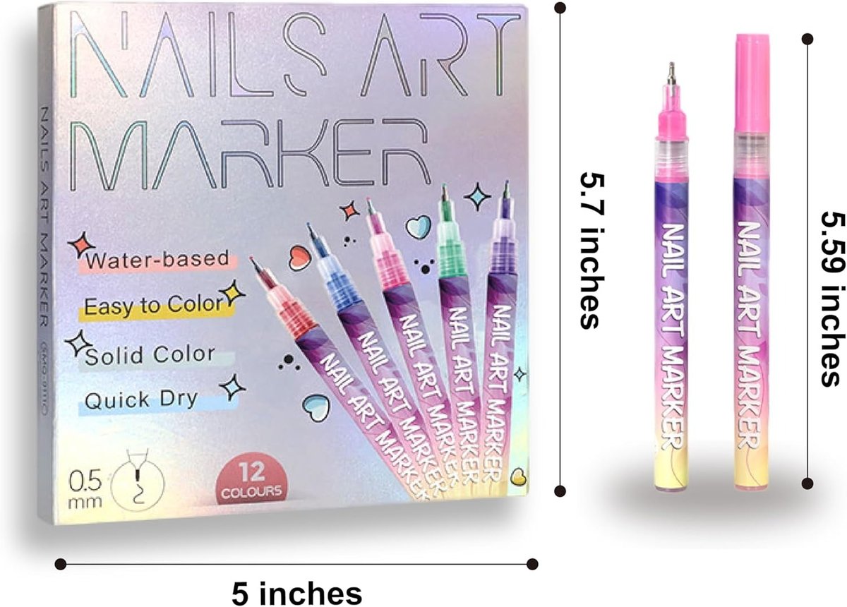 🎨SELLING FAST! ⚡ 50K+ SOLD -12 Colors Nail Art Pens Set