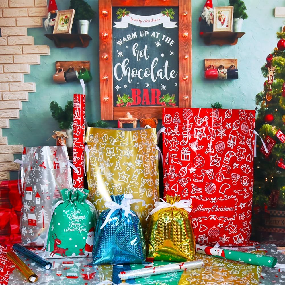🔥Back in Stock (Limited Time)🎁4 Assorted Sizes | Gift Bags Set with Tags & Ribbon Ties