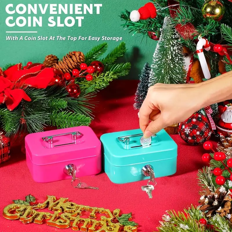 🔥HOT-Mini Money Saving Metal Keylock Storage Box with Keys