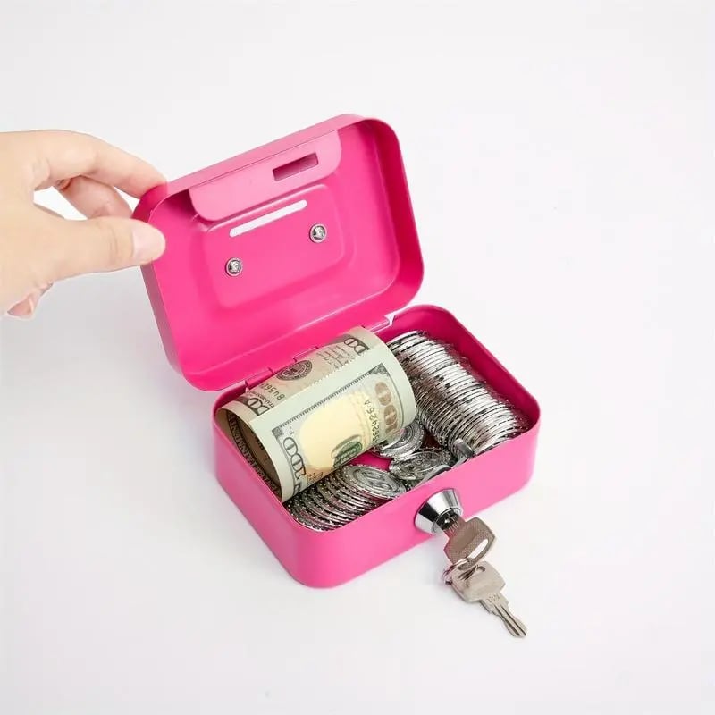 🔥HOT-Mini Money Saving Metal Keylock Storage Box with Keys