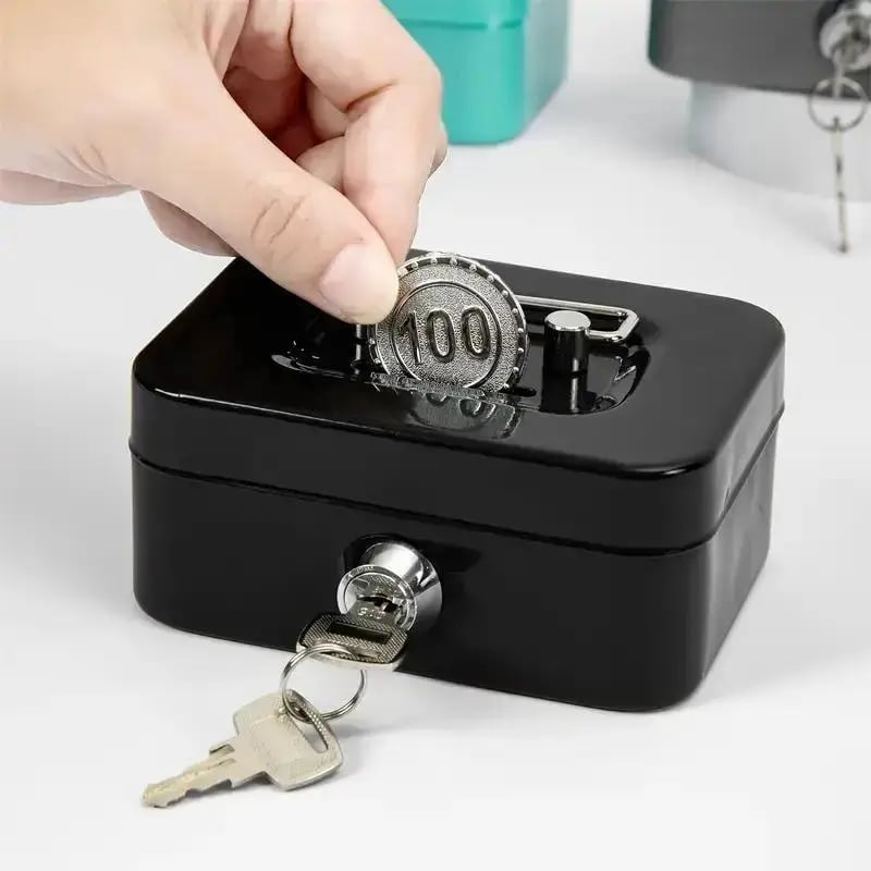 🔥HOT-Mini Money Saving Metal Keylock Storage Box with Keys