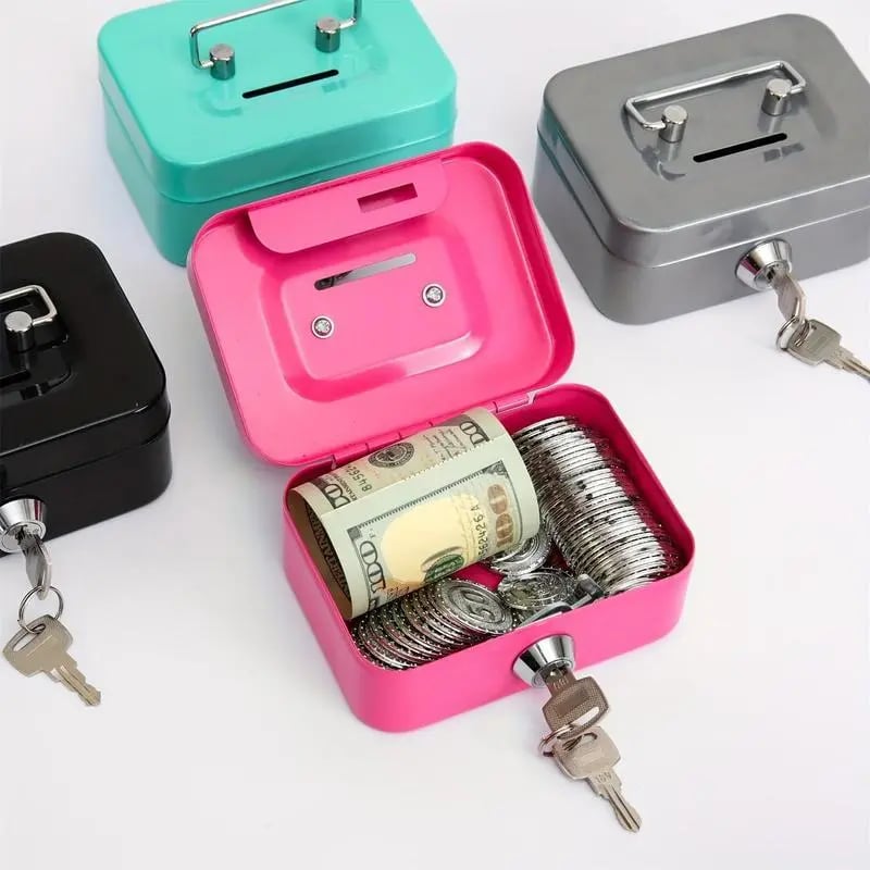 🔥HOT-Mini Money Saving Metal Keylock Storage Box with Keys
