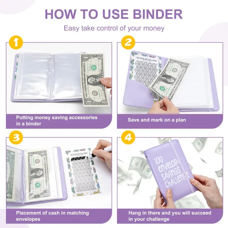 🔥100 Days Money Saving Challenge Coin Envelope BudgetStorage Book💵