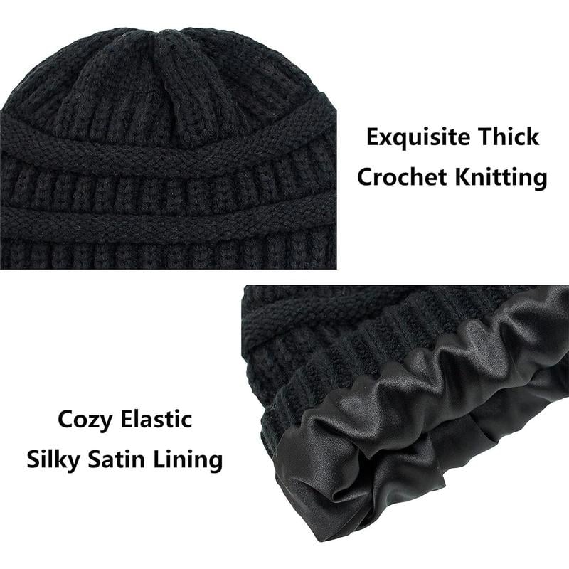 🎁Early Christmas Sale 49% OFF-2025 Satin knit beanie. Soft and gentle on hair.