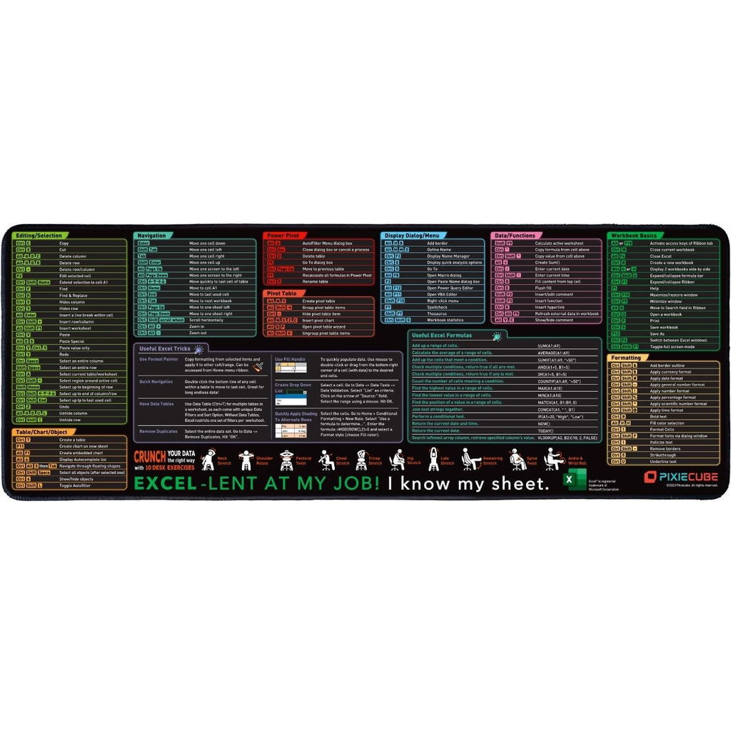 💖Last Day 49% OFF - Excel Cheat Sheet Desk Mat